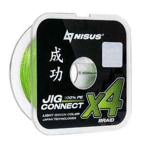 Шнур JIG CONNECT X4 PE Light Green 150m #0.25, 0.08mm 2.4кг/5.7LB (T-N-JC-X4-0.08-150-LG) NISUS, фото 5