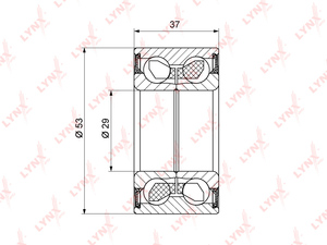 Подшипник ступицы задний (с ABS, 37x29x53) LYNXauto WB-1176. Для: Ford, Форд, Focus(Фокус) I 1.4-2.0 98-04 / Fiesta(Фиеста) V 1.25-1.6D 01-08 / Fusion(Фьюжен) 1.25-1.6D 02>, Mazda, Мазда, 2(DY)., фото 2