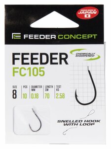 Крючки с поводком FC FEEDER сер. FC105 70см, разм.008, 0,18мм 10шт., фото 6