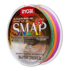 Шнур SMAP PE8X-100M 6.0# Multi Colour 0,405мм Ryobi, фото 5