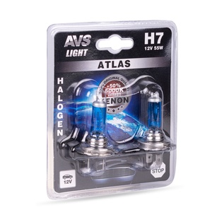 Галогенная автомобильная лампа AVS ATLAS, H7, 12 В, 55 Вт, 5000 К, цоколь PX26d, 2 шт., фото 2