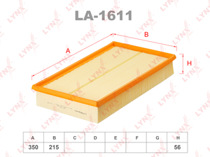 Фильтр воздушный LYNXauto LA-1611. Для: VOLVO S60 2.0 01> / S80 2.0-3.0T 98-06, фото 1