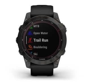 Умные часы Garmin Fenix 7 Sapphire Solar титановый серый DLC с черным ремешком, фото 7