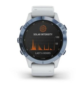 Черные часы Garmin Fenix 6 PRO Solar синий минерал с белым ремешком, фото 8
