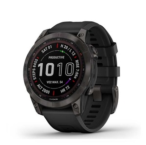 Умные часы Garmin Fenix 7 Sapphire Solar титановый серый DLC с черным ремешком, фото 1