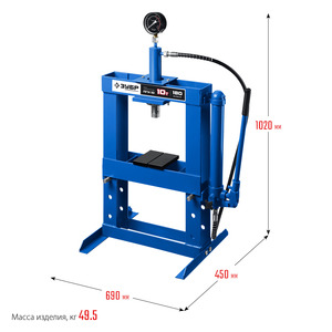 Гидравлический пресс ЗУБР Профессионал ПГН-10 10 т с гидронасосом и манометром, фото 7