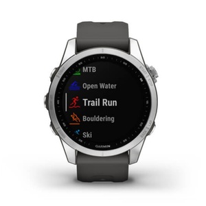 Умные часы Garmin Fenix 7s серебристый с графитовым силиконовым ремешком, фото 5
