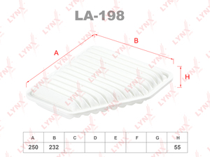Фильтр воздушный LYNXauto LA-198. Для: TOYOTA Тойота Vinguard 2.4-3.5 07> / Blade 2.4-3.5 08> / RAV(РАВ) 4 2.0 06> / 2.4 11>, фото 1