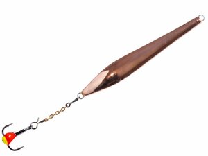 Блесна вертикальная зимняя Lucky John DOUBLE BLADE с цепочкой и тройником 60MM CS блистер, фото 2