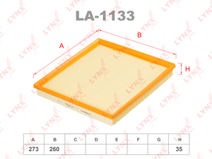 Фильтр воздушный LYNXauto LA-1133. Для: BMW 5(F10) 3.0T 10> / 5GT(F07) 3.0T 10> / 6(F06-13) 3.0T 10> / 7(F01-F04) 3.0T 08> / X3(F25) 3.0T 10> / X5(E70) 3.0T 10> / X6(E71/E72) 3.0T 08>, фото 1