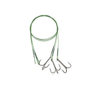Поводок стальной NAMAZU Leader 1х7 Nylon Coated Green, d-0,48 мм, L-40 см, с тройным крючком 35647 R, фото 2
