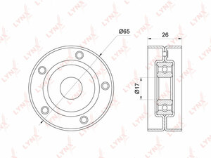 Ролик натяжного механизма / приводной LYNXauto PB-5309. Для: SKODA Fabia II 1.4 10-14, VW Golf V-VI 1.4 07> / Jetta III-IV 1.4 06> / Passat 1.4 09-14 / Polo 1.4 10> / Tiguan 1.4 08> / Touran 1.4 06-15, фото 1