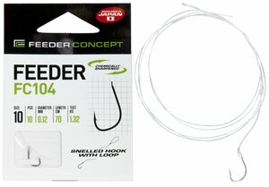 Крючки с поводком FC FEEDER сер. FC104 70см, разм.010, 0,12мм 10шт., фото 2