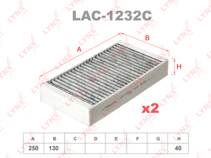 Фильтр салонный угольный (комплект 2 шт.) LYNXauto LAC-1232C. Для: MERCEDES-BENZ ML(W164) 05> / GL 06> / R(W251) 06>, фото 1