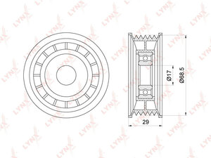 Ролик натяжного механизма / приводной LYNXauto PB-5227. Для: Ford, Форд, Focus(Фокус) II 1.8-2.0 04> / Focus(Фокус) C-Max(С-Макс) 1.8-2.0 03> / C-Max(С-Макс) 1.8-2.0 07-10, Mazda, Мазда, 3(BK), фото 2