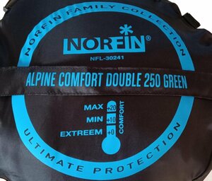 Мешок-одеяло спальный Norfin ALPINE COMFORT DOUBLE 250 GREEN, фото 10