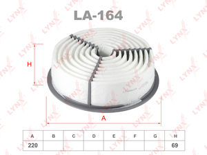 Фильтр воздушный LYNXauto LA-164. Для: TOYOTA Тойота MR-2 1.6 >90/Crown(Кроун) 2.0 >99/2.5-3.0 >91/Mark II/Cresta/Chaser 1.8/2.0 >97/Supra/Soarer 3.0-T >93/Hilux(Хилукс) 3.0 90-95, фото 1