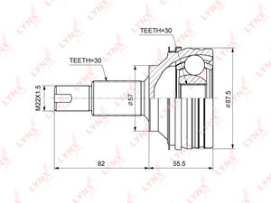 ШРУС наружный LYNXauto CO-3719. Для: LEXUS IS250 05-13 / GS300-350 05-11, TOYOTA Mark X(120/130) 2.5 04> / Crown 2.5-3.0 03-12, фото 1