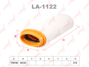 Фильтр воздушный LYNXauto LA-1122. Для BMW БМВ 1(E81/E87) 2.0D 03-12/3(E46/E90) 2.0D 98-11/5(E39/E60) 2.0D 00-10/X3(E83) 2.0D 04-10, LAND ROVER ЛэндРовер Freelander 2.0D 00-06, фото 1