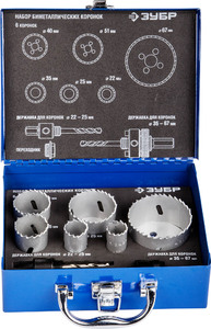 ЗУБР 6шт, набор коронок биметаллических(22,25,35,40,51,67), 29531-H6-2, фото 1