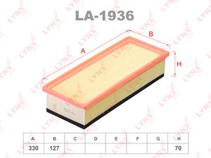 Фильтр воздушный LYNXauto LA-1936. Для: AUDI A4(8K) 1.8-2.0 08> / A4 Allroad 2.0D-2.0 09> / A5 1.8-2.0 08> / Q5 2.0D-2.0 08>, фото 1