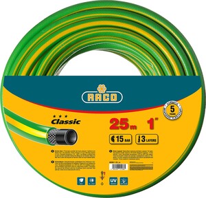 Поливочный шланг RACO Classic 1", 25 м, 15 атм, трёхслойный, армированный 40306-1-25, фото 1