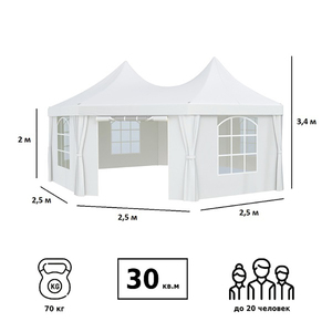 Шатер-беседка Green Glade 1052 2,5х2,5х2,5х2,5х3,4м полиэстер 2 коробки, фото 2