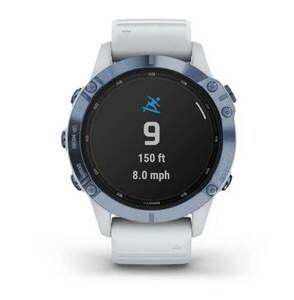 Черные часы Garmin Fenix 6 PRO Solar синий минерал с белым ремешком, фото 6
