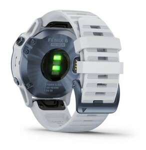 Черные часы Garmin Fenix 6 PRO Solar синий минерал с белым ремешком, фото 9