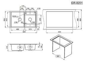 Мойка для кухни GRANULA 8201 (GR-8201 графит) графит, фото 4