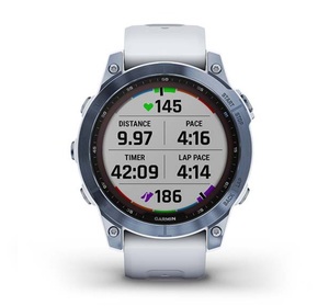 Умные часы Garmin Fenix 7 Sapphire Solar титановый синий минерал DLC с белым ремешком, фото 9