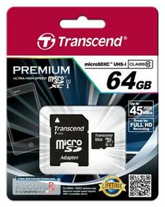 Карта памяти MicroSDXC 64Gb Transcend класс 10 UHS-1, фото 1