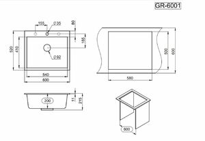 Мойка для кухни GRANULA 6001 (GR-6001 графит) графит, фото 4