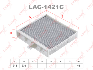 Фильтр салонный угольный LYNXauto LAC-1421C. Для RENAULT Рено Scenic(Сценик) II 03>/Grand Scenic(Сценик) 04>, фото 1