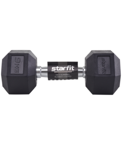 Гантель гексагональная Starfit DB-301 9 кг, обрезиненная, черный, фото 5