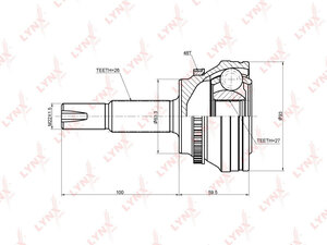 ШРУС наружный  LYNXauto CO-3691A. Для: Toyota, Тойота, Camry(Камри)(V40) 2.4 06>. Резьба 1 MM22x1,5. 
Шлицы наружные, шт. 26. 
Шлицы внутренние, шт. 27. 
Диаметр под сальник, мм 63,3., фото 2