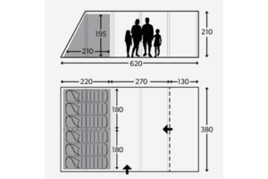 Кемпинговая палатка KAMPA Dometic HAYLING 6 (6 мест, 2вх, 1тамбур), фото 4