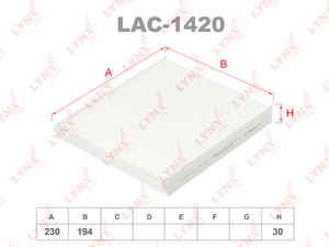 Фильтр салонный LYNXauto LAC-1420. Для: RENAULT Scenic I 99>, фото 1