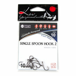 Крючок KOI "SINGLE SPOON HOOK 2", размер 10 (INT), цвет BN (10 шт.), фото 4