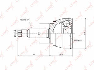 ШРУС наружный LYNXauto CO-5527. Для: MITSUBISHI Diamante (F3) 2.5 94-05, фото 1