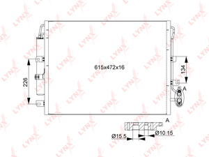 Радиатор кондиционера с осушителем LYNXauto RC-0149. Для: LAND ROVER Discovery III-IV 2.7D 04> / Range Rover Sport 2.7D 05-13, фото 1