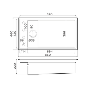 Кухонная мойка Omoikiri Kinaru 86-U/I-GB Artceramic/графит, фото 2