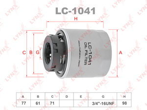 Фильтр масляный LYNXauto LC-1041. Для: AUDI A3 1.4T 07>, VW Golf V 07> / Jetta III 07> / Passat 07> / Scirocco 08> / Tiguan 07> / Touran 06> 1.4T, SKODA Superb 1.4T 08>, фото 1