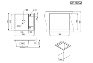 Мойка для кухни GRANULA 6002 (GR-6002 графит) графит, фото 4