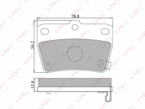 Колодки тормозные задние LYNXauto BD-7510. Для: Toyota, Тойота, RAV(РАВ) 4 01-05, Chery, Чери, Tiigo 05>. Длина, мм - 78,8. Высота, мм - 54,2. Толщина, мм - 13,8., фото 2