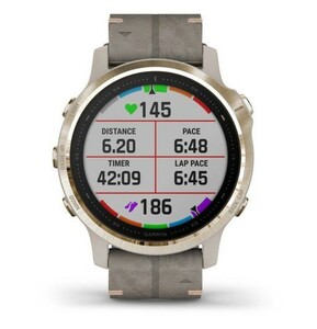 Garmin Fenix 6s Sapphire золотистый с серым кожаным ремешком, фото 5