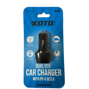 Автомобильное зарядное устройство KOTO KTU01623 DUAL USB (2-USB PD+QC3.0,12/24В), фото 4