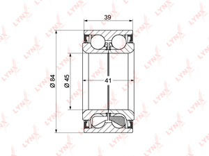 Подшипник ступицы передний (41/39x45x84) LYNXauto WB-1333. Для: Hyundai, Хендай Sonata(Соната)(EF-YF) 2.0-3.3 01> / Santa Fe(СантаФе)(SM) 2.0-2.7 01-06 / i40 1.6 -2.0 12> / ix35 1.6-2.0 10>., фото 2