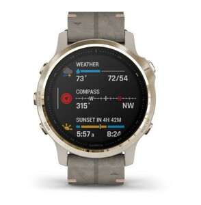 Garmin Fenix 6s Sapphire золотистый с серым кожаным ремешком, фото 3