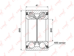 Подшипник ступицы задний с ABS (41x45x85) LYNXauto WB-1293. Для: BMW БМВ 1(E81-88) 2.0D-3.0 06-12 / 3(E90) 3.0-3.0D 2WD / 2.0D-3.0 4WD 05-11, фото 1